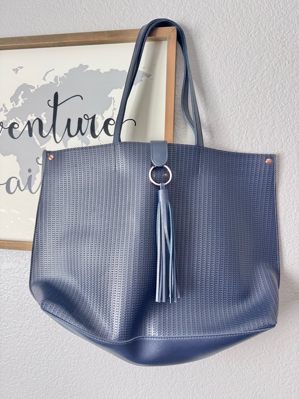 Large Navy perforated tote